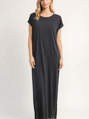 Wilfred Free Black Maxi Dress | Minimalist Capsule Wardrobe | Soft Draped Fit